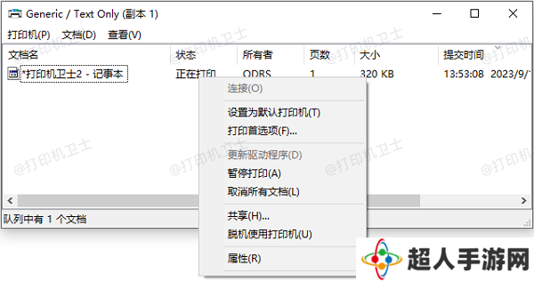 检查打印队列和暂停状态